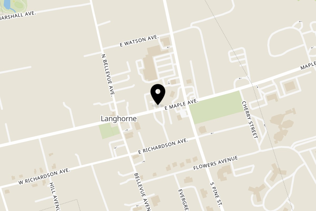 Map showing the location of Sandwich Club on 133 E Maple Ave in Langhorne